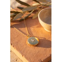 316L Çelik Zincir Gold Renk Açılabilir Madalyon Kolye TJ-BKO11192
