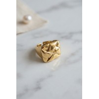 Geometrik Origami Tasarımlı Ayarlanabilir Gold Renk Yüzük TJ-BYK4221