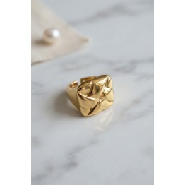 Geometrik Origami Tasarımlı Ayarlanabilir Gold Renk Yüzük TJ-BYK4221