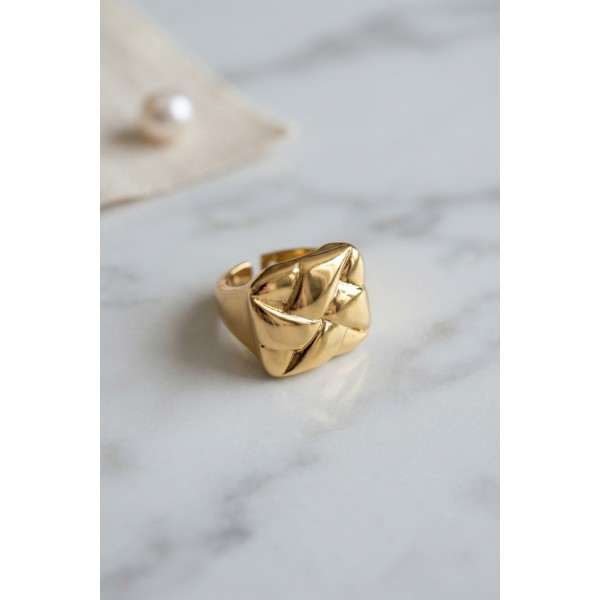 Geometrik Origami Tasarımlı Ayarlanabilir Gold Renk Yüzük TJ-BYK4221
