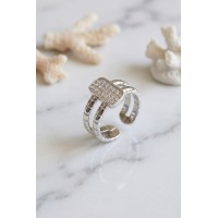 Clariss Parallel Luxury Zirkon Taşlı Gümüş Renk Yüzük TJ-BYK4224