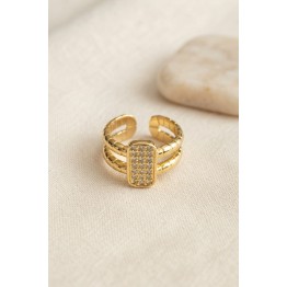 Clariss Parallel Luxury Zirkon Taşlı Gold Renk Yüzük TJ-BYK4225