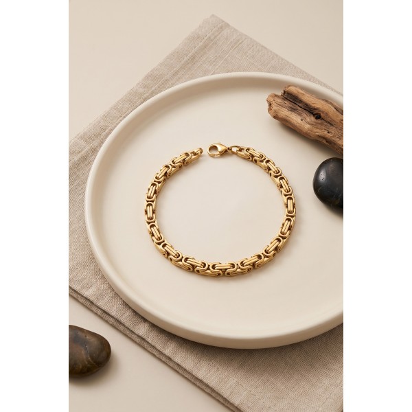316L Çelik Gold Renk Kral Zincir Model Erkek Bileklik TJ-EB3814