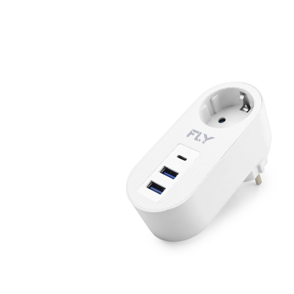 Topraklı Termal Akım Korumalı Priz Adaptörü 2 Usb 1 Type-c 3400-01
