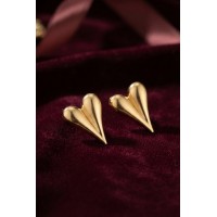 316L Çelik Gold Renk Kalp Model Küpe TJ-BKP12015