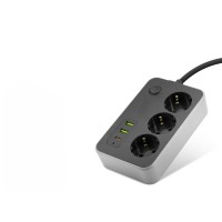 Topraklı Termal Akım Korumalı Uzatma Kablosu Anahtarlı 3 Priz 2 Usb 1 Type-c 2 M Siyah SH4626