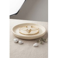 Gold Renk Kalp Model Zirkon Taşlı Kadın Bileklik TJ-BB8884