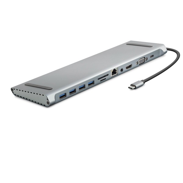 Type-c 3.0 Hub Pd Hdmı 4K Vga Lan Aux Kart Okuyucu 11 Port 5 Gbps Gri HDX7854
