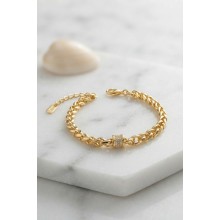 CM Gold Renk Pirinç Singapur Zincir Model Kadın Bileklik TJ-BB8903