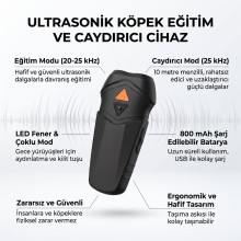 Şarj Edilebilir Ultrasonik ve Havlama Önleyici Eğitim Cihazı - LED Fenerli 10 Metre Menzil