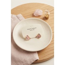 Pirinç Gold Renk Pembe Stiç Model Çocuk Küpe TJ-BKP12202