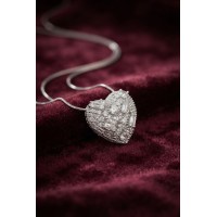 316L Çelik Zincir Gümüş Renk Zirkon Taşlı Kalp Model Kadın Kolye TJ-BKO11266