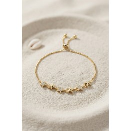 Gold Renk Yıldız Model Zirkon Taşlı Asansörlü Kadın Bileklik TJ-BB8918