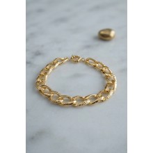 Pirinç Gold Renk Yıldız İşleme Zincirli Kadın Bileklik TJ-BB8939
