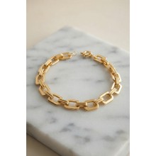Pirinç Gold Renk Kare Zincirli Kadın Bileklik TJ-BB8940