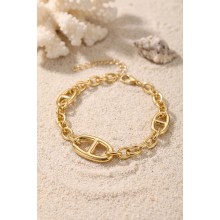 Pirinç Gold Renk Gemici Zincir Model Kadın Bileklik TJ-BB8943